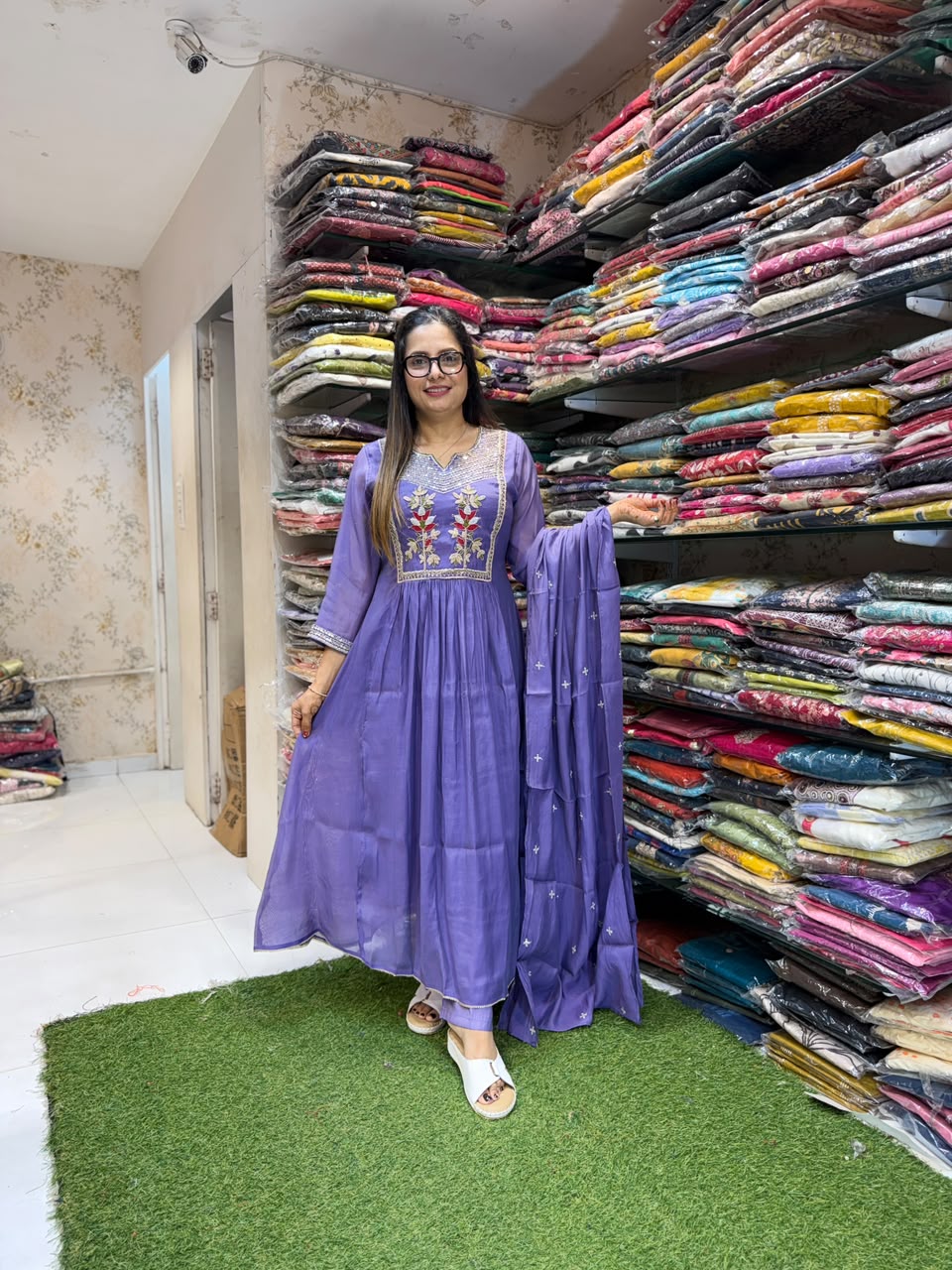 Pure Surat Mull Chanderi Purple 3pc Set