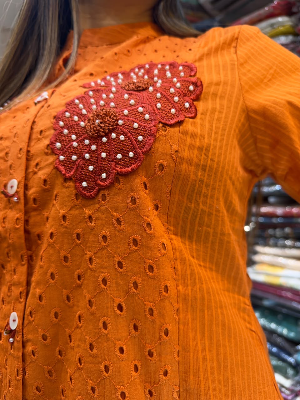 Pure Mull Cotton Orange 2pc Set