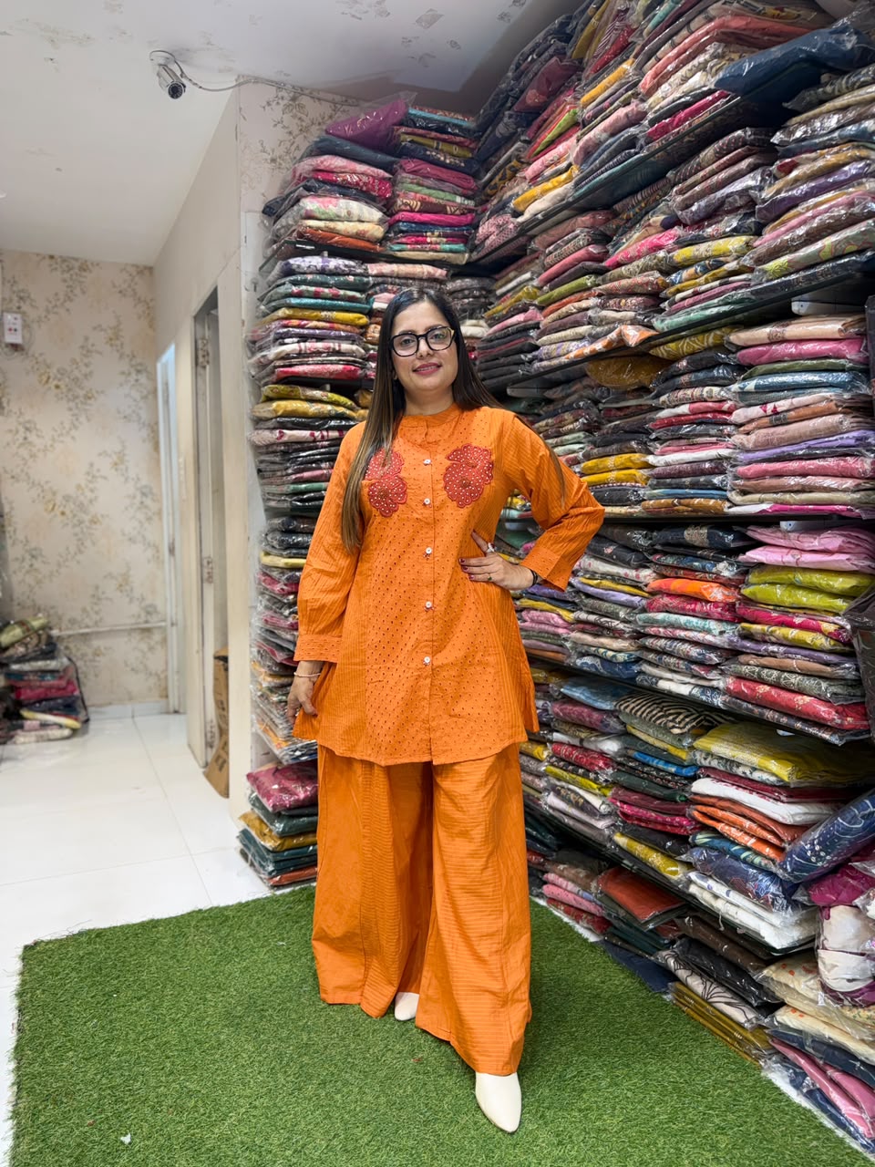 Pure Mull Cotton Orange 2pc Set