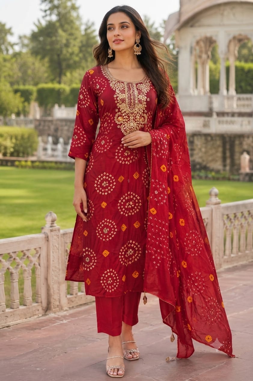 Pure Upada Silk Red 3pc Set
