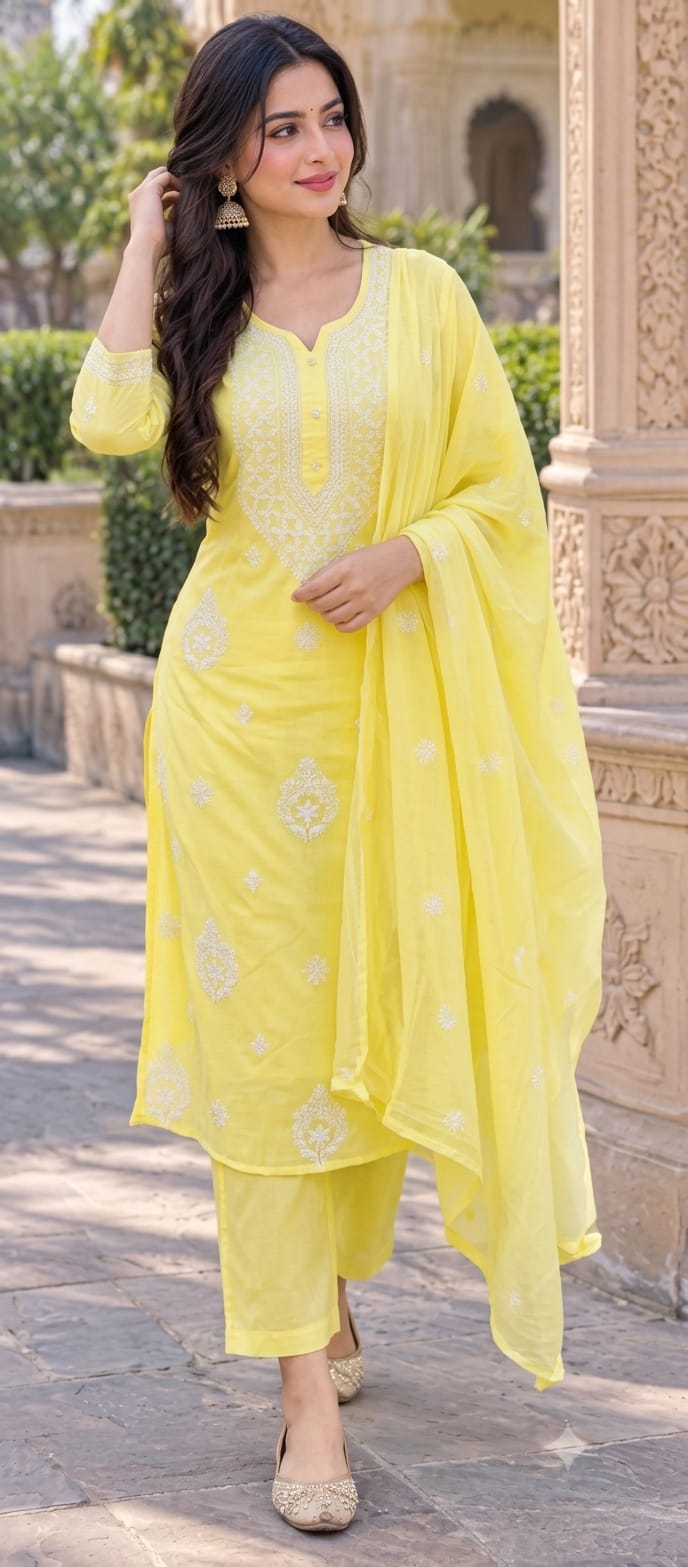 Pure Mull Cotton Yellow 3pc Set
