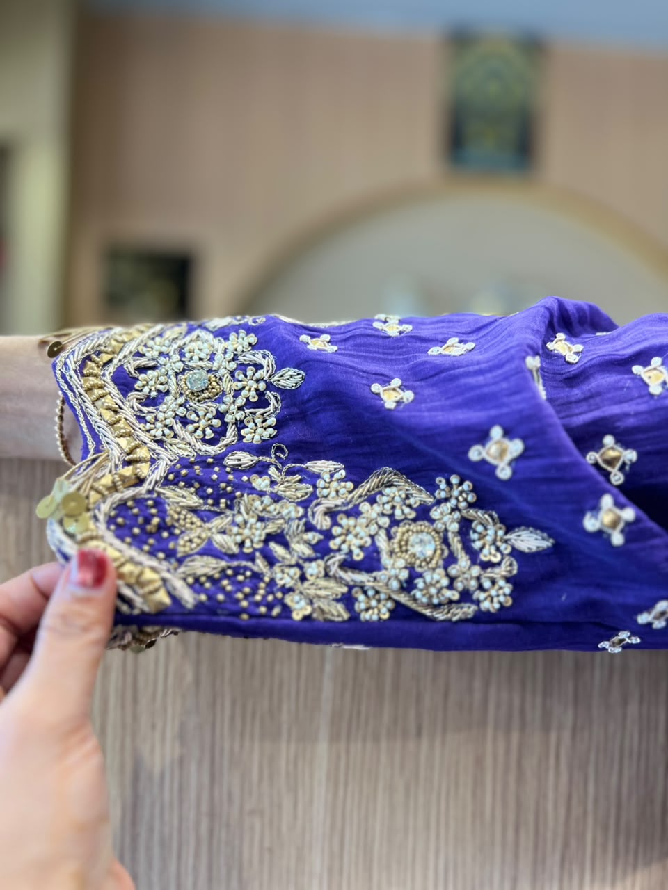 Pure Banaras Mull Chanderi Purple 3pc Set