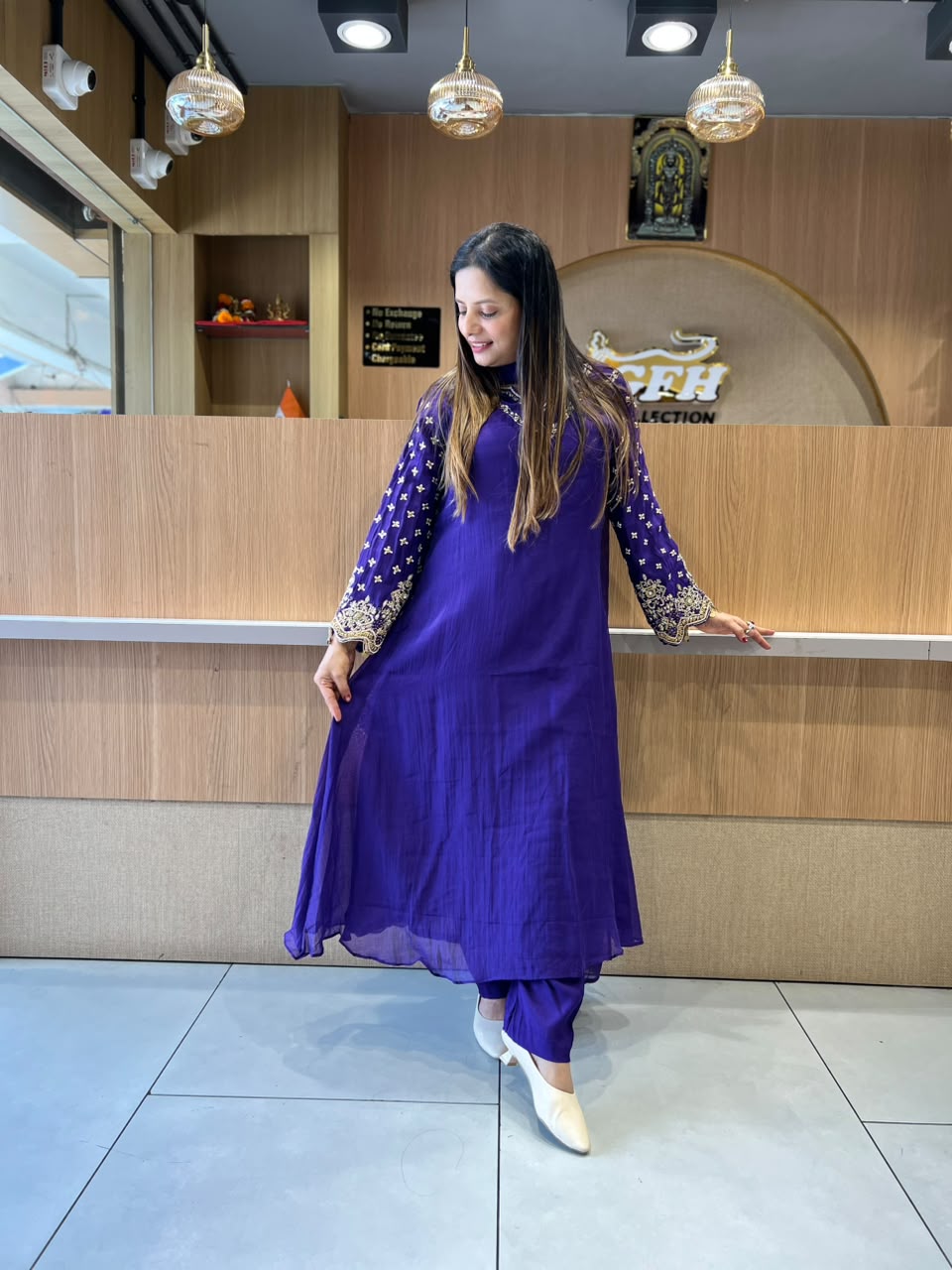 Pure Banaras Mull Chanderi Purple 3pc Set