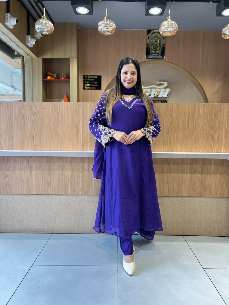 Pure Banaras Mull Chanderi Purple 3pc Set