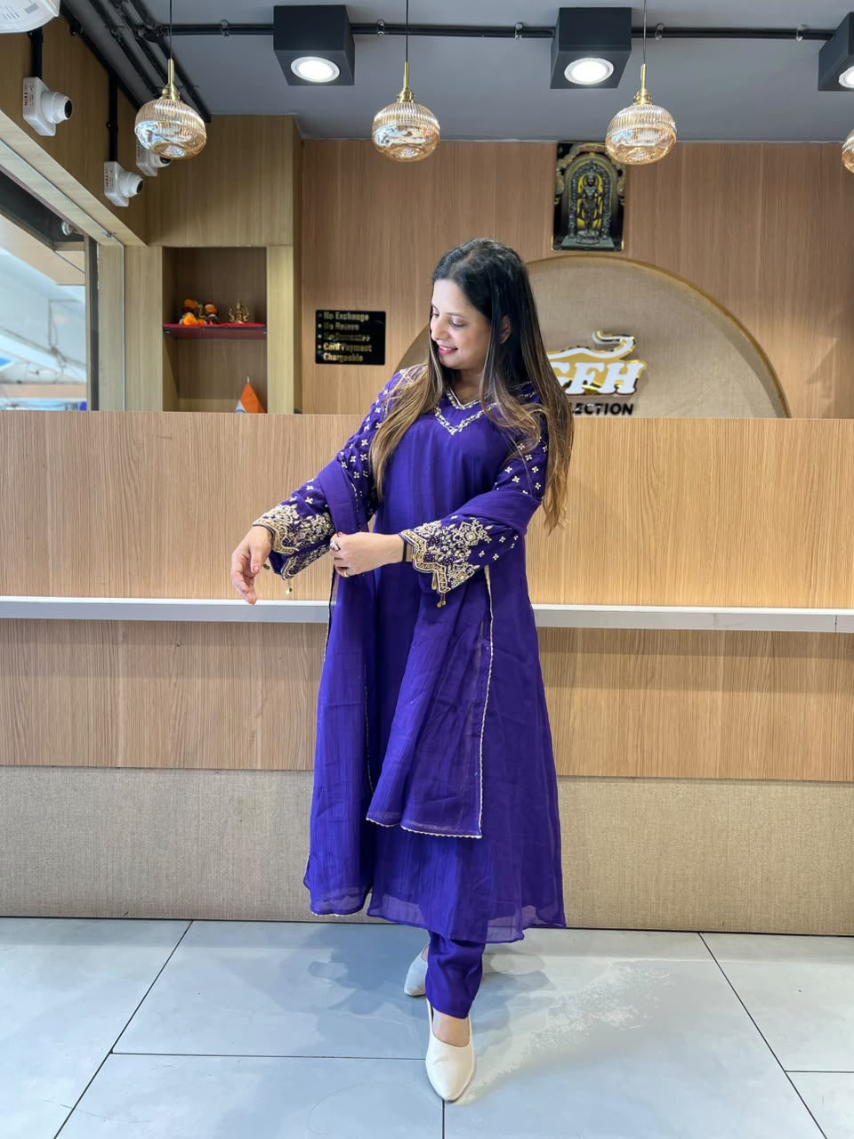 Pure Banaras Mull Chanderi Purple 3pc Set