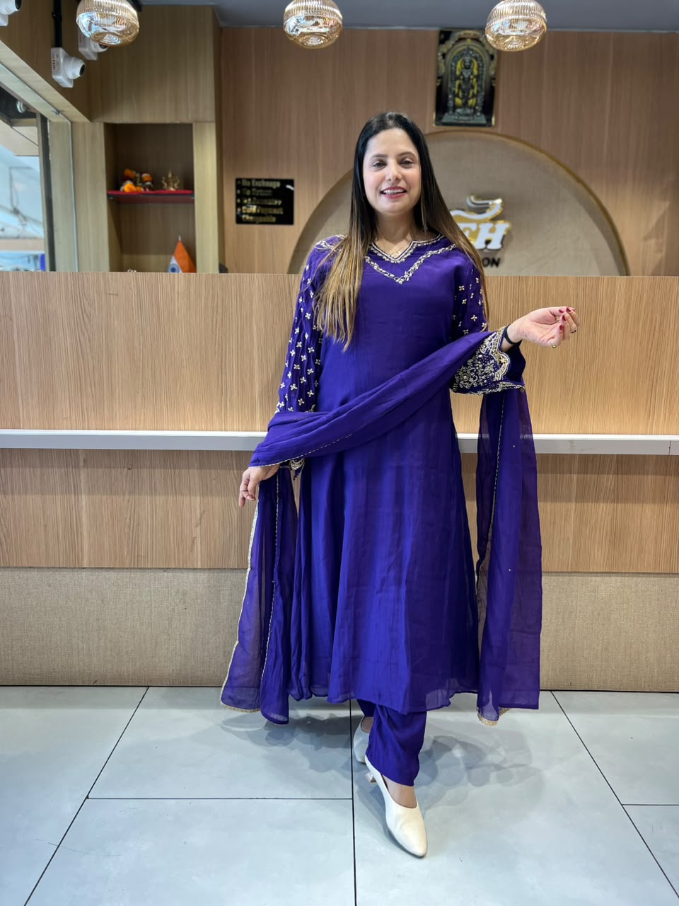 Pure Banaras Mull Chanderi Purple 3pc Set