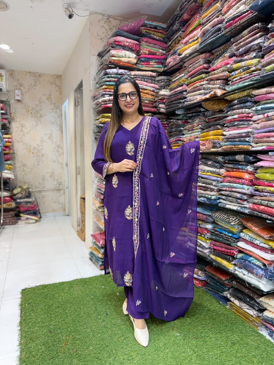 Pure Raw Silk Purple 3pc Set