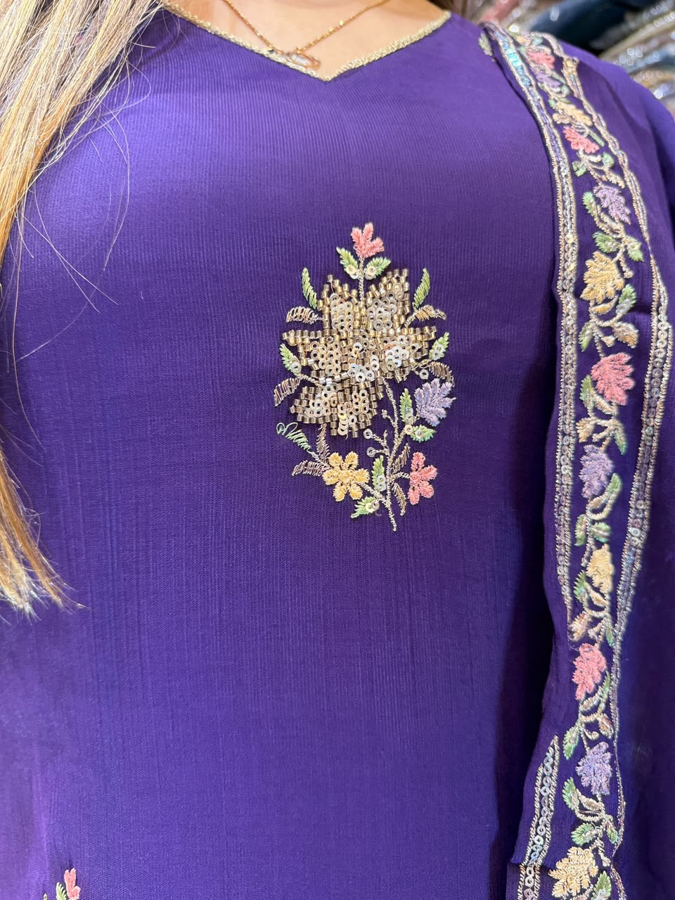 Pure Raw Silk Purple 3pc Set