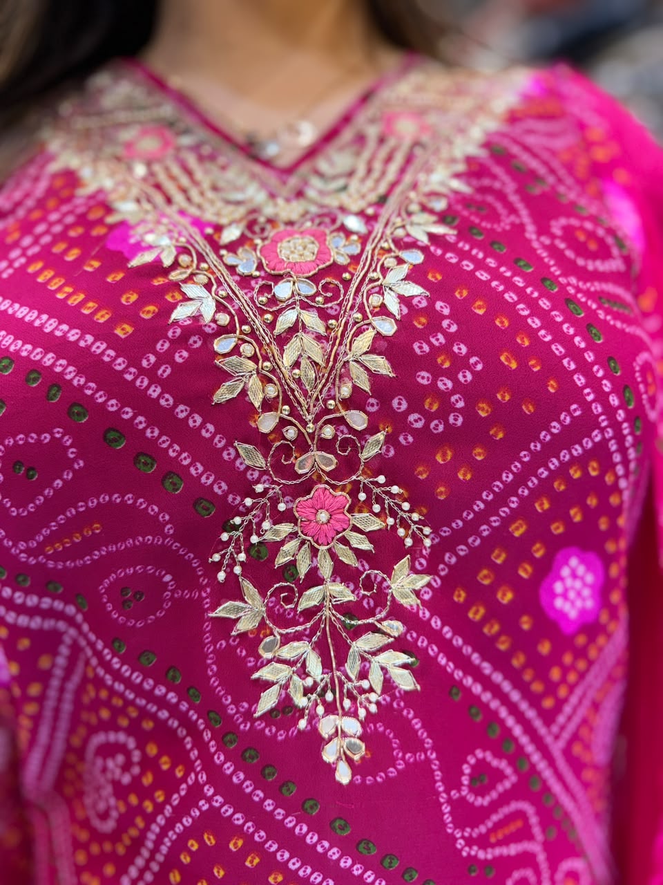 Pure Georgette Rani Pink 3pc Set