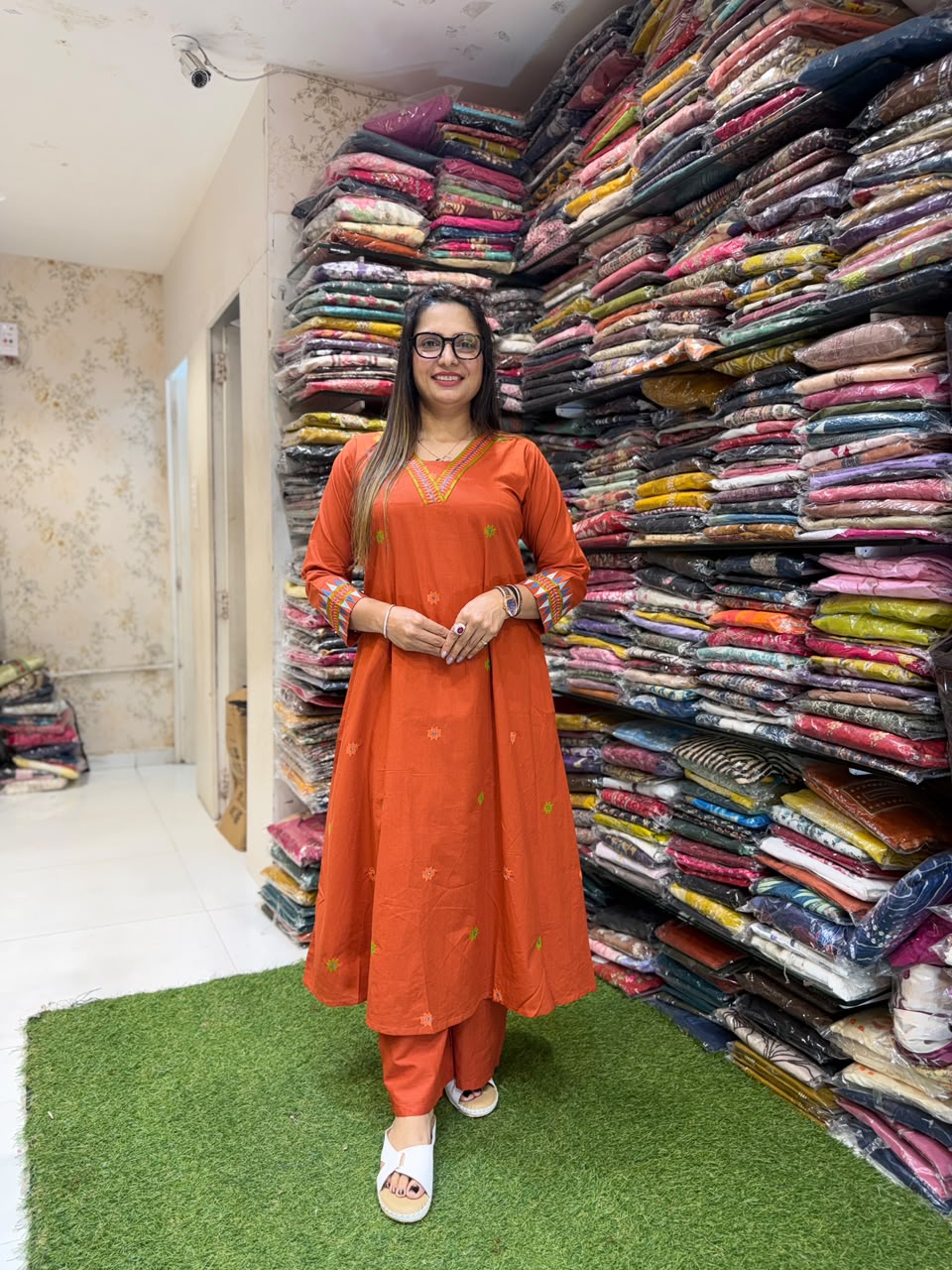 Pure Daabu Cotton Orange 2pc Set
