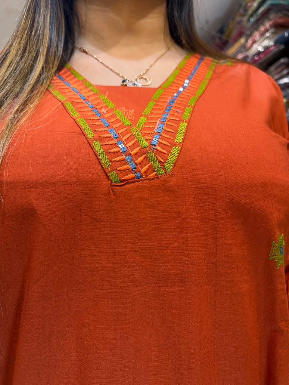 Pure Daabu Cotton Orange 2pc Set