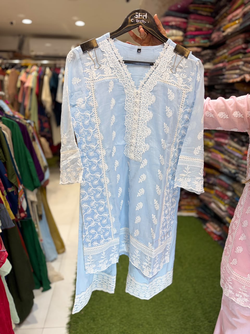 Pure Mull Cotton Sky Blue 2pc Set