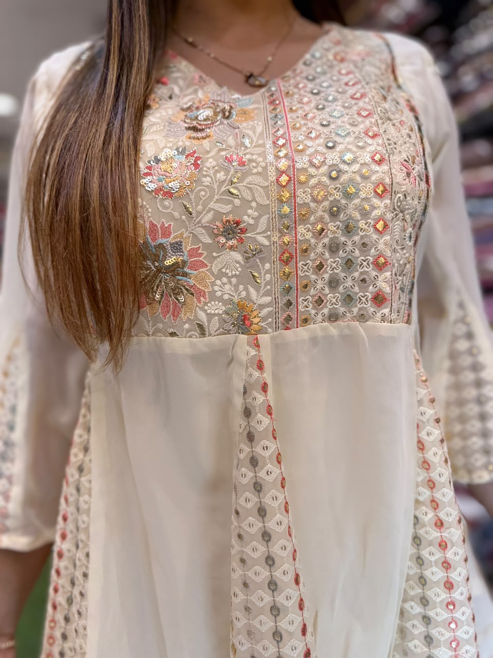 Pure Georgette Off White 2pc Set