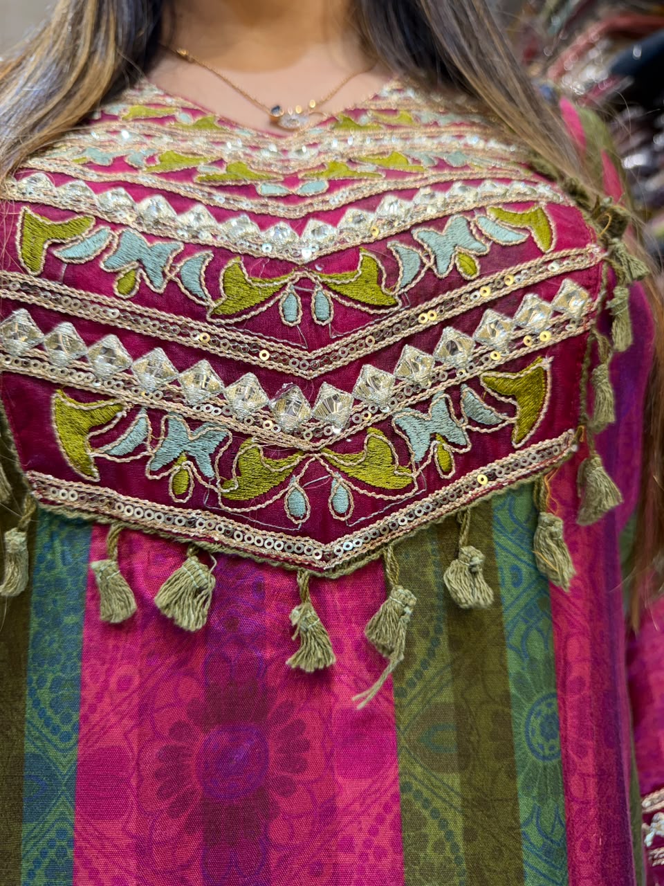 Pure Crep Farsi Salwar Mazenta Pink 2pc Set