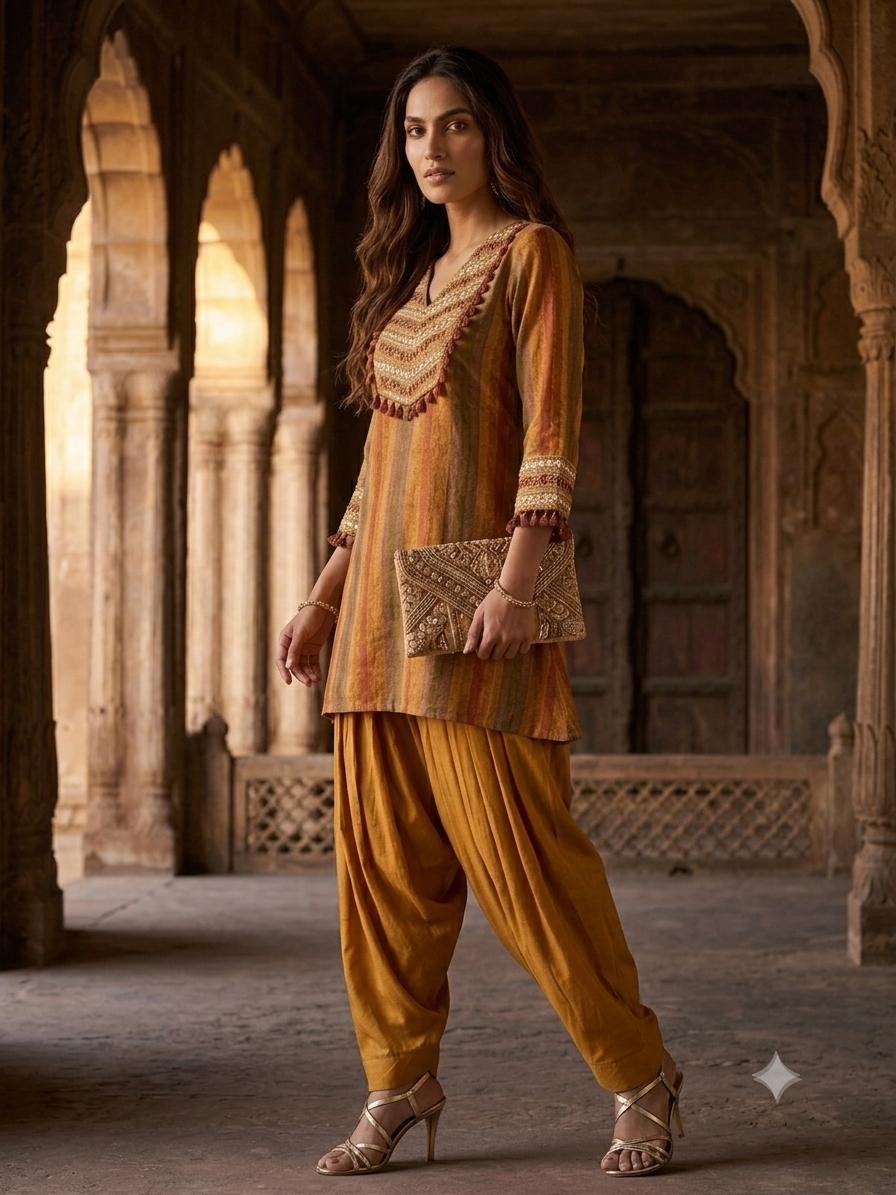 Pure Crep Farsi Salwar Yellow 2pc Set