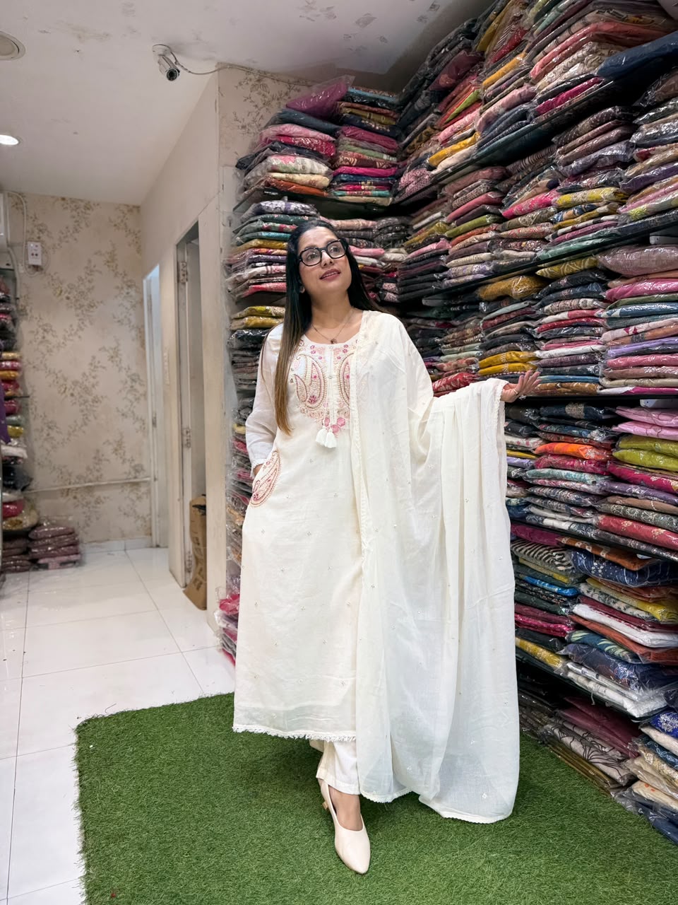 Pure Mull Cotton Off White 3pc Set