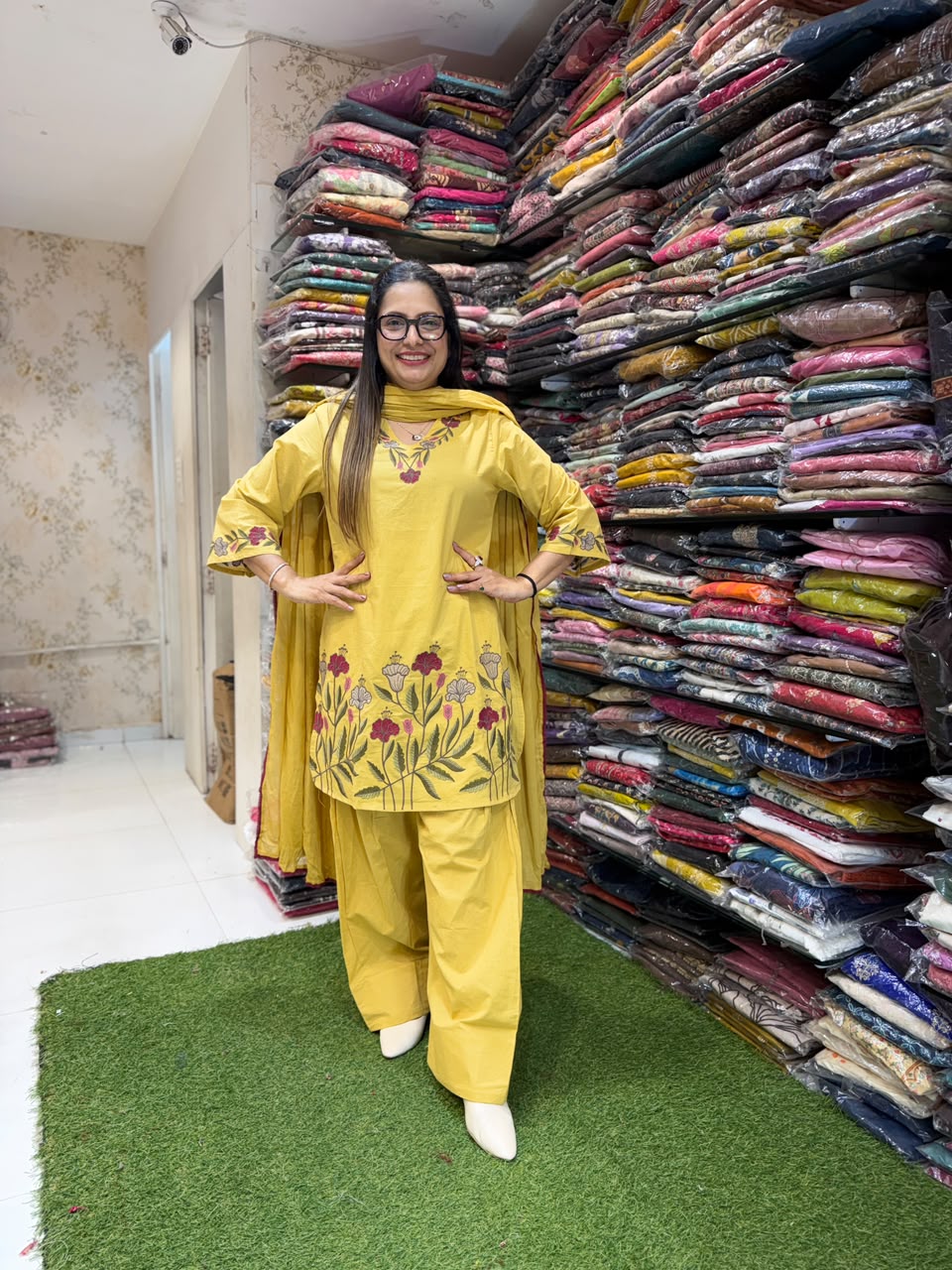 Pure Cotton Yellow Farsi Salwar 3pc Set