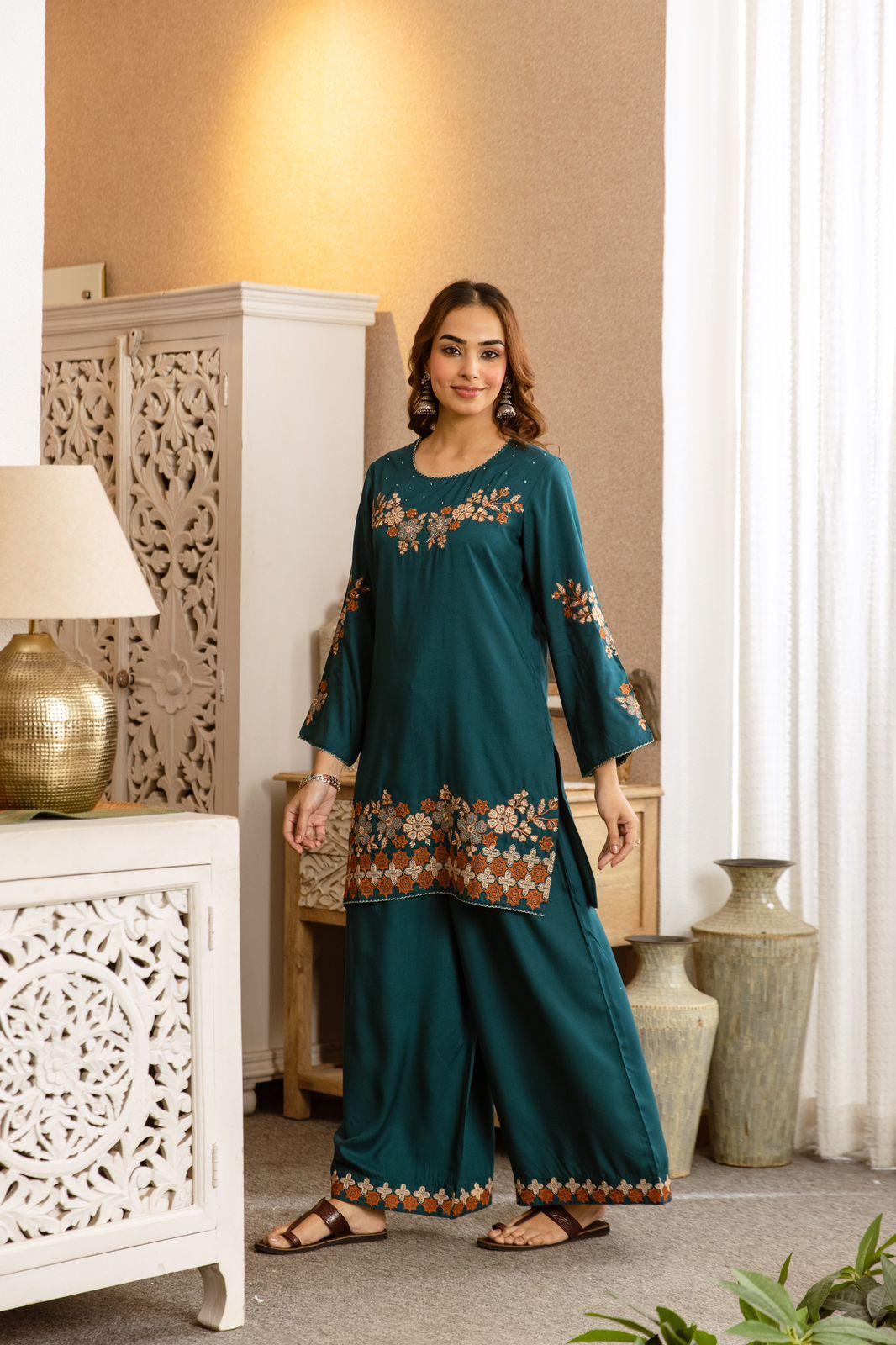 Pure German Rayon Teal Blue 2pc Set