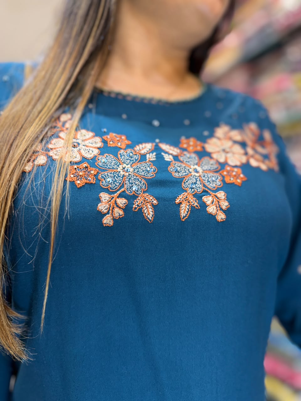 Pure German Rayon Teal Blue 2pc Set