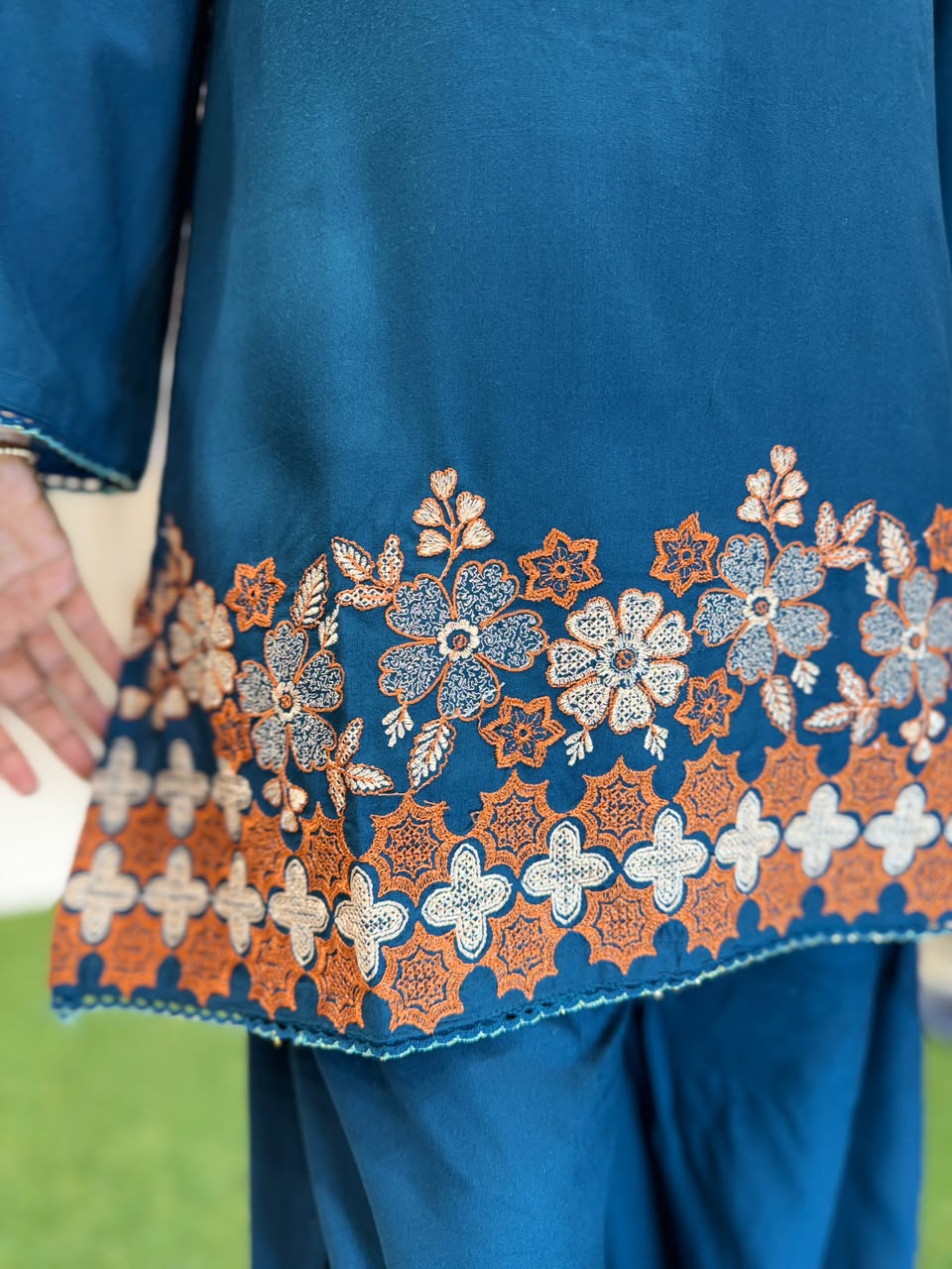 Pure German Rayon Teal Blue 2pc Set