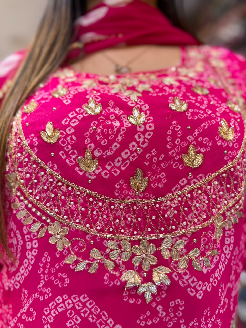 Pure Georgette Rani Pink 3pc Set