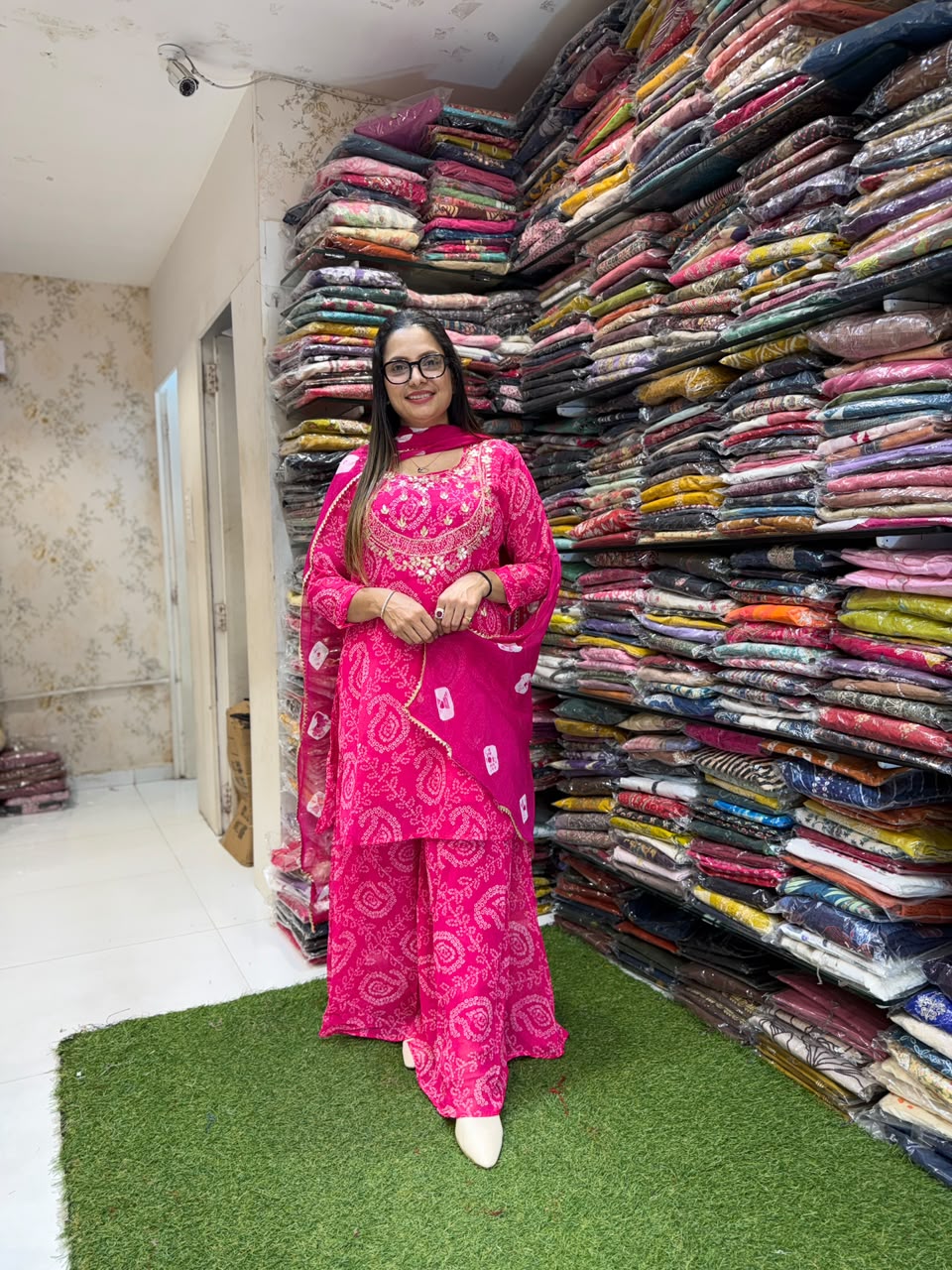 Pure Georgette Rani Pink 3pc Set