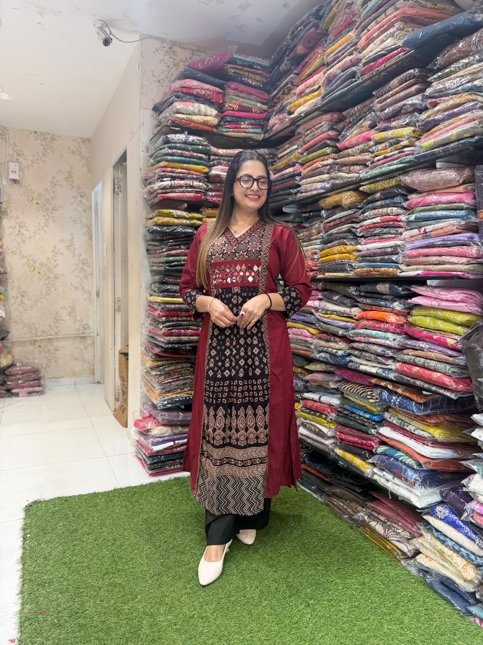 Pure Daabu Cotton Maroon 2pc Set