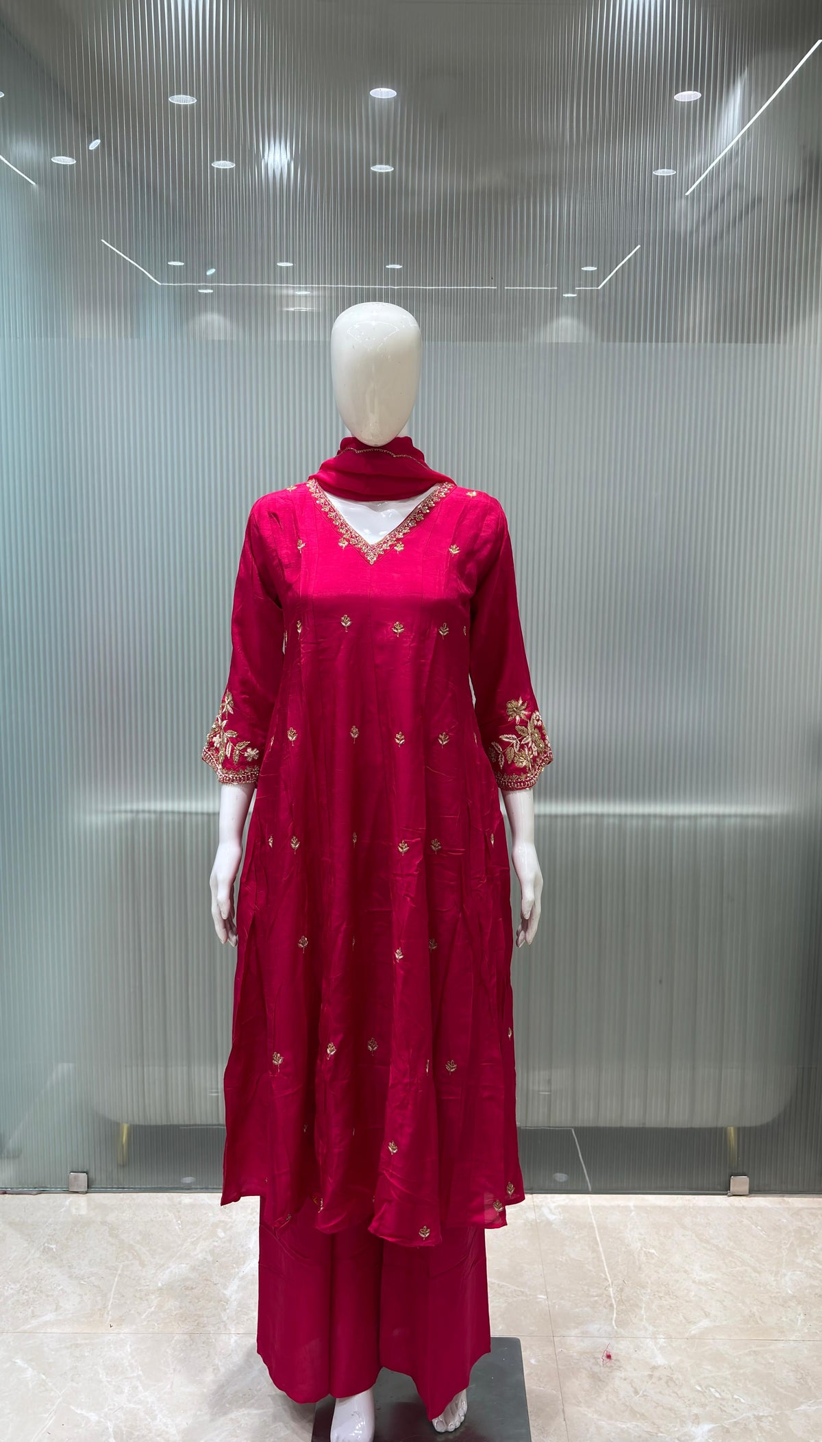 Pure Dola Silk Rani Pink 3pc Set