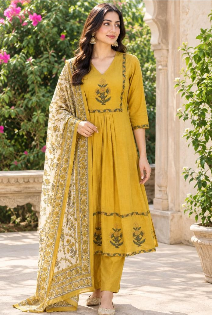 Pure Cotton Yellow 3pc Set