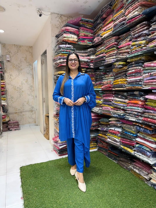 Pure Slub Cotton Blue 2pc Set