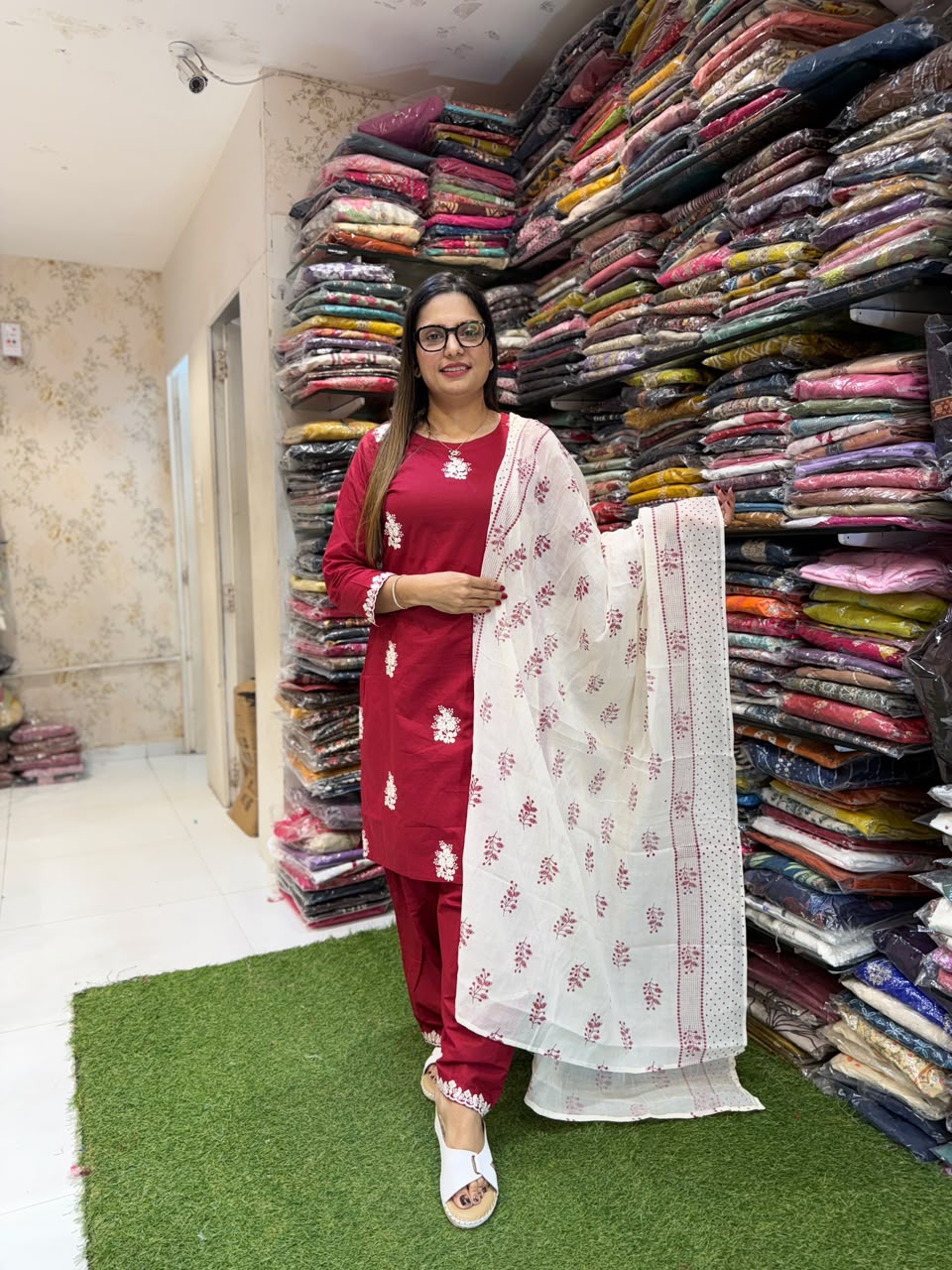 Pure Cotton Farsi Salwar Ruby 3pc Set