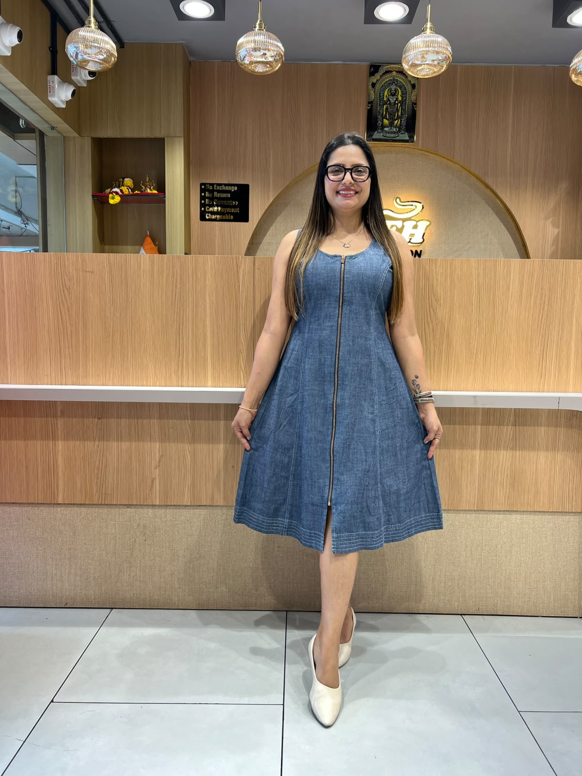 Pure Cotton Denim Blue Midi