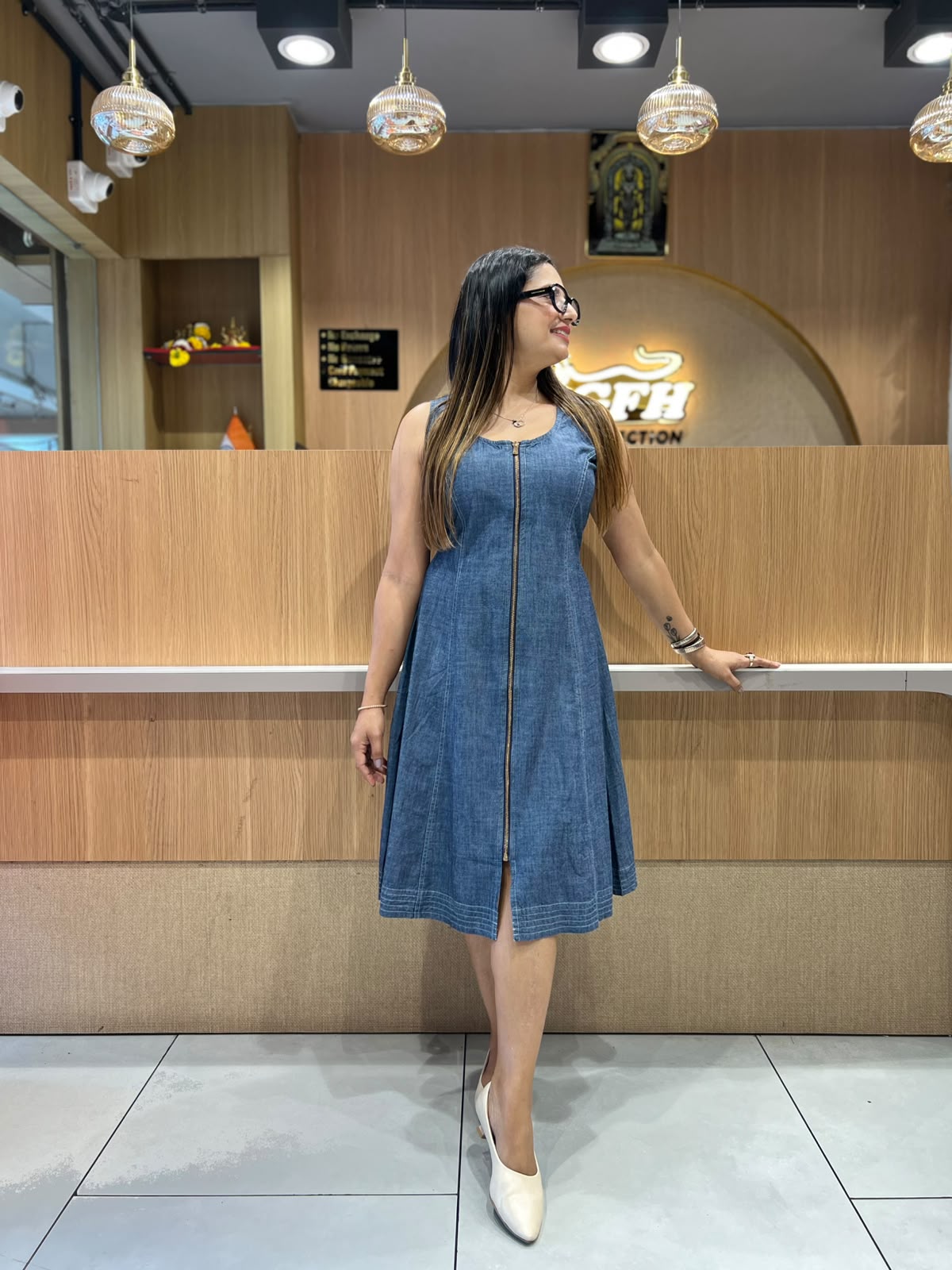 Pure Cotton Denim Blue Midi