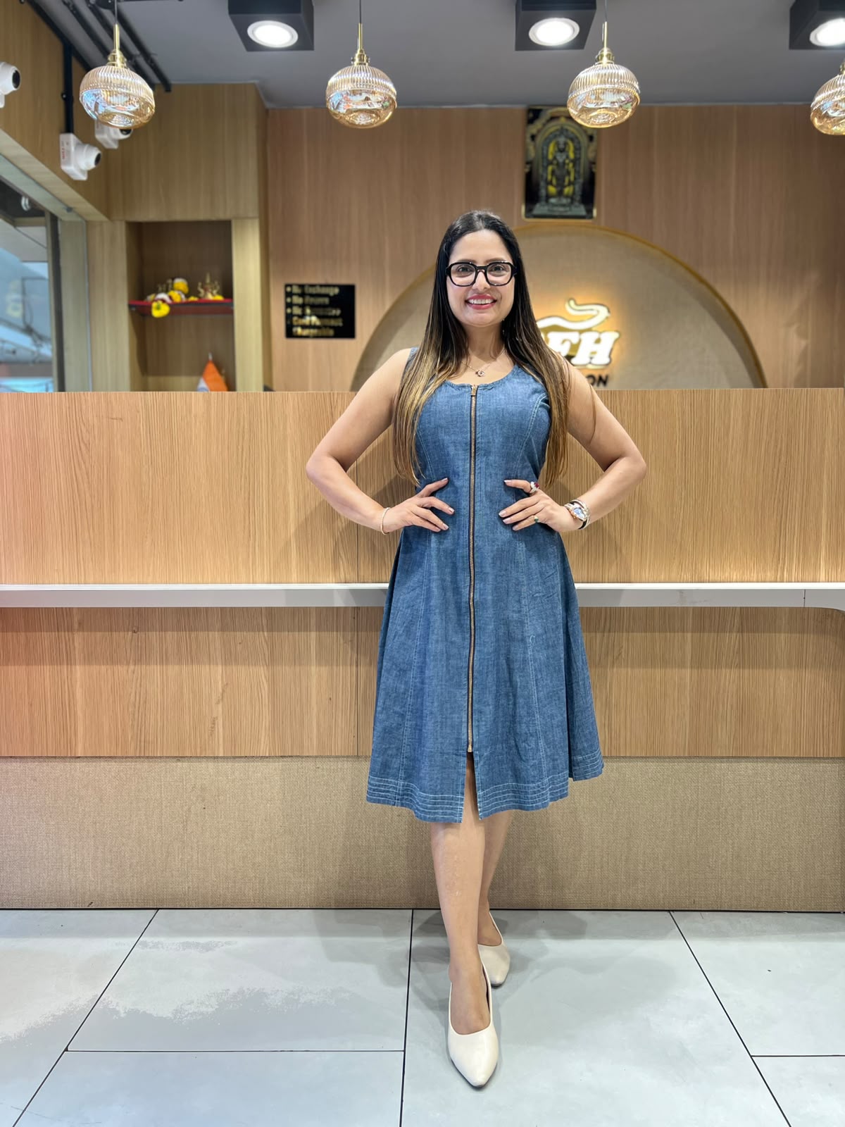 Pure Cotton Denim Blue Midi