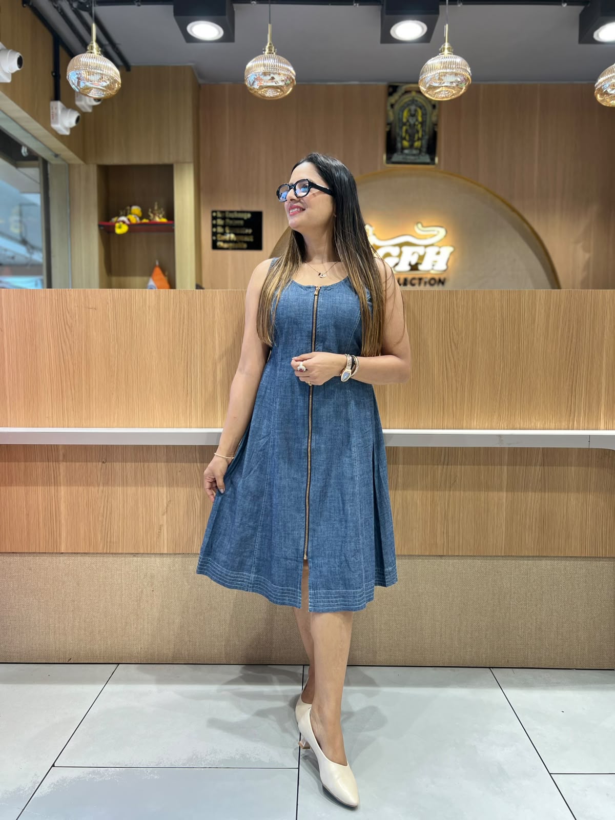 Pure Cotton Denim Blue Midi
