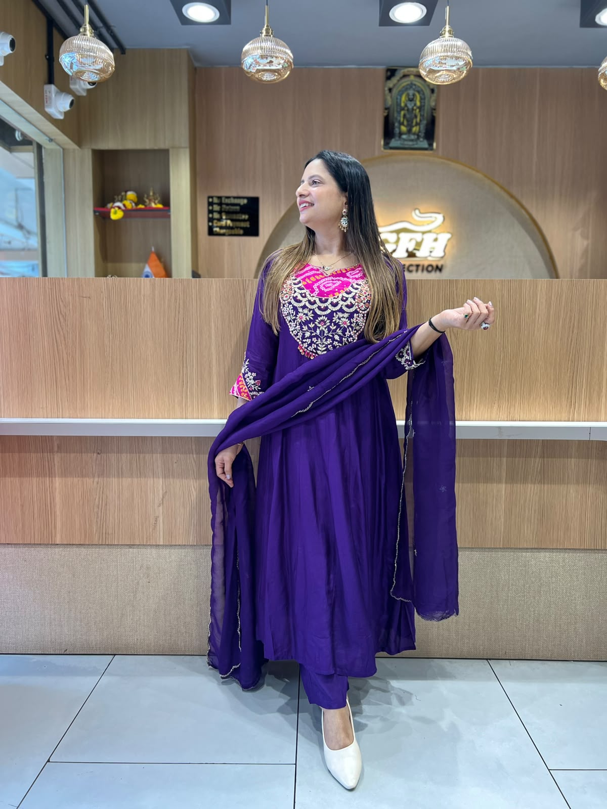 Pure Banaras Mull Chanderi Purple 3pc Set