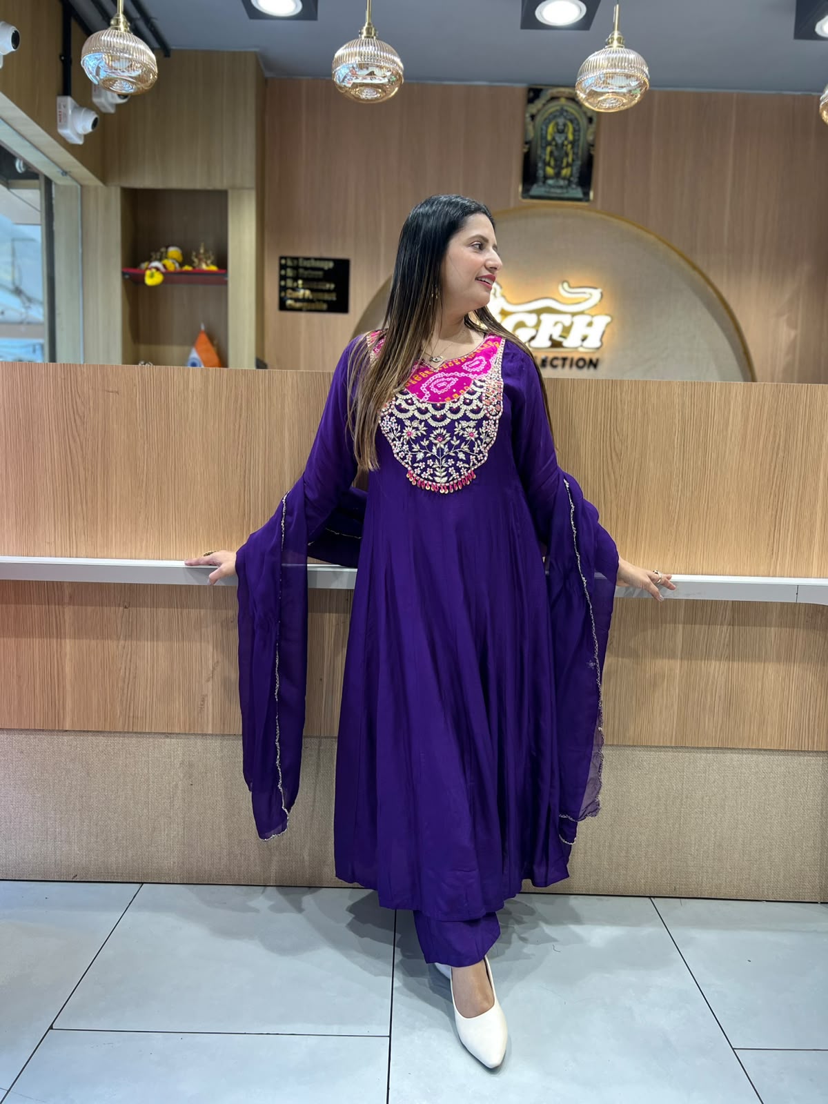 Pure Banaras Mull Chanderi Purple 3pc Set