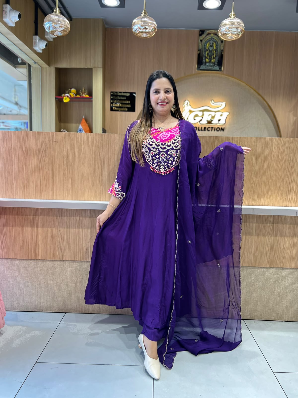 Pure Banaras Mull Chanderi Purple 3pc Set