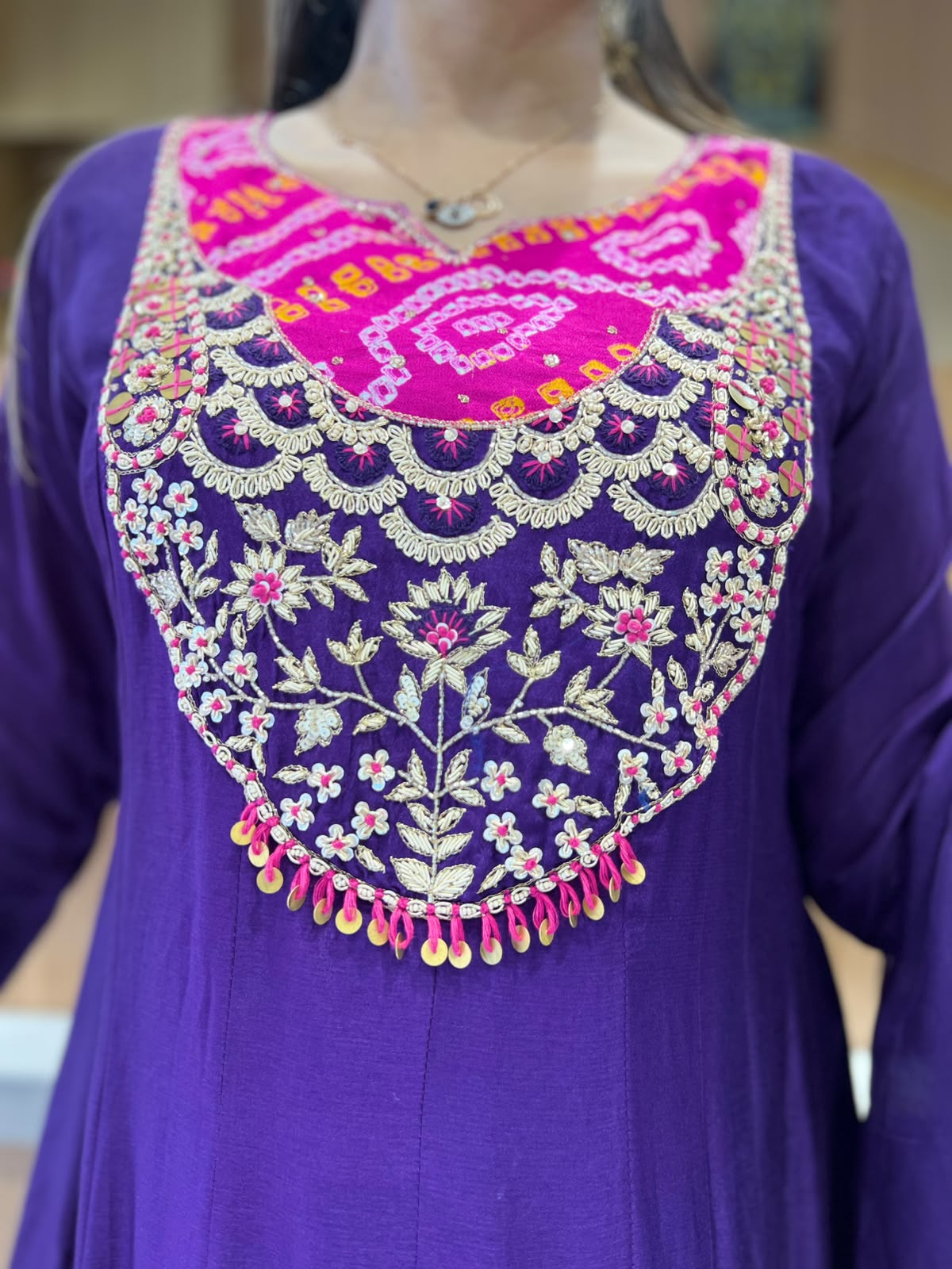 Pure Banaras Mull Chanderi Purple 3pc Set