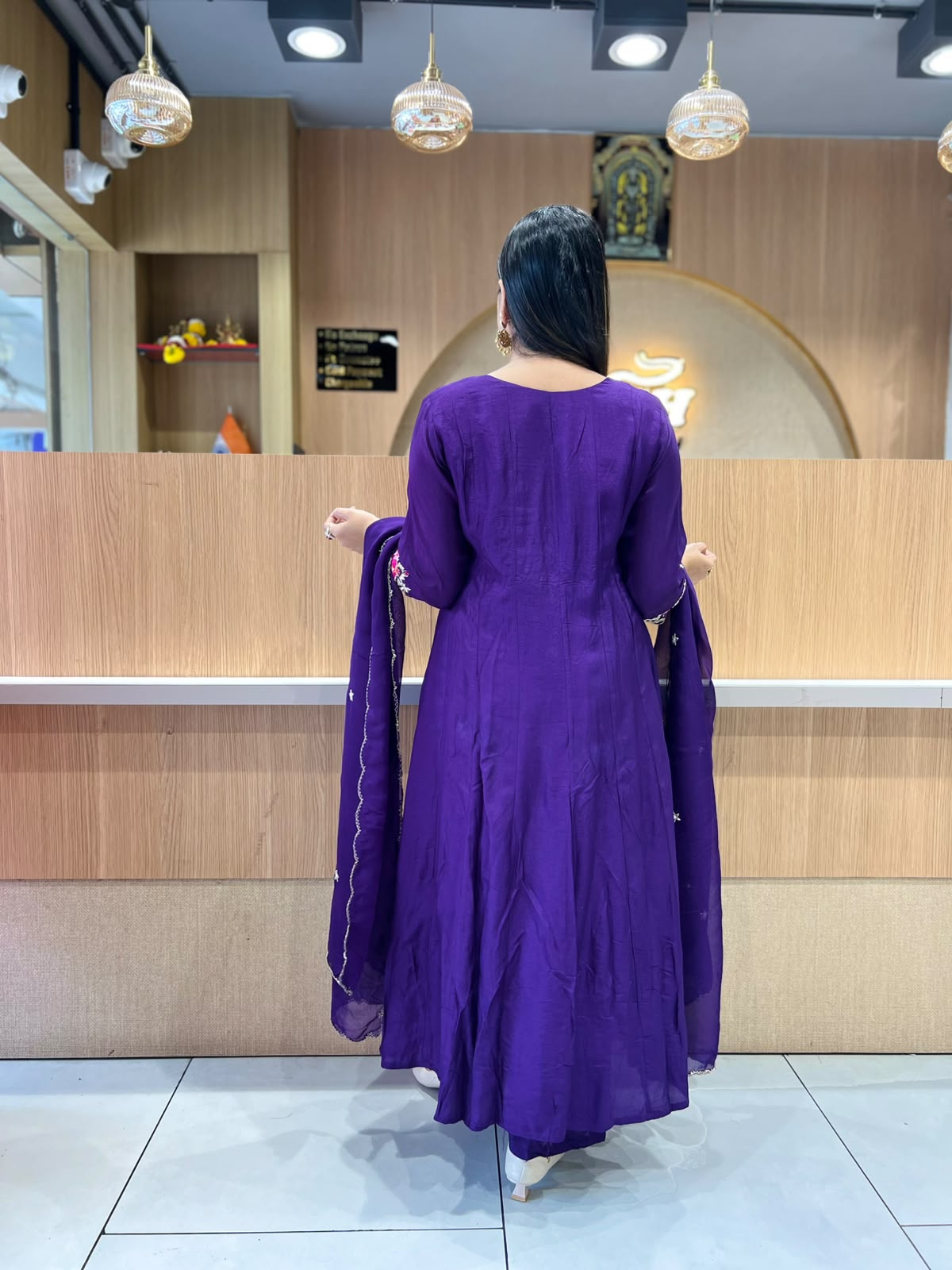 Pure Banaras Mull Chanderi Purple 3pc Set