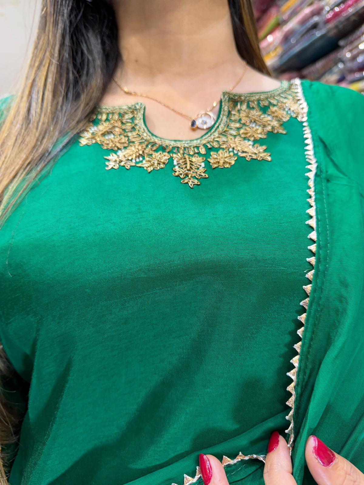Pure Dola Silk Green A Line Anarkali 3pc Set