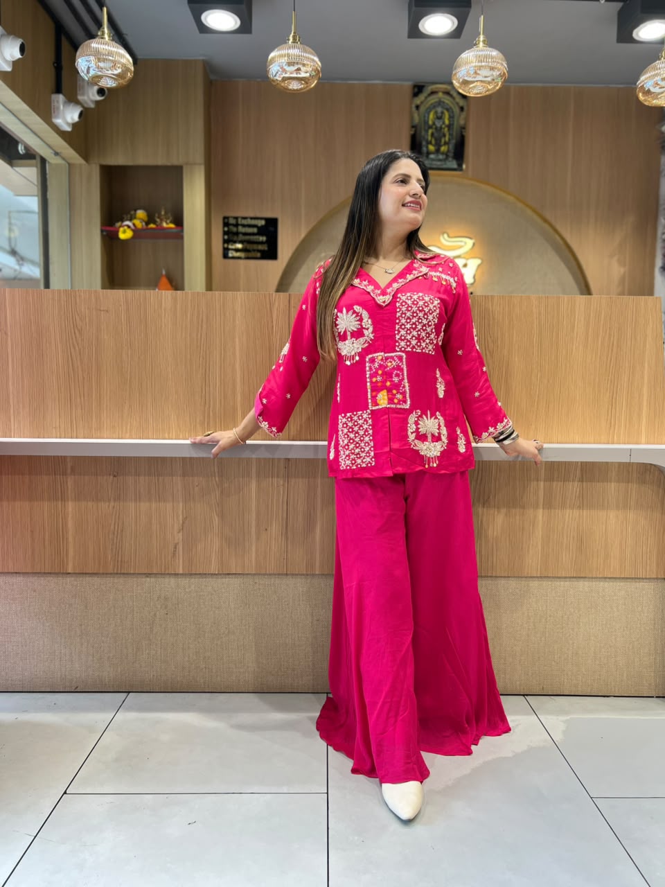 Pure Dola Silk Rani Pink 2pc Set