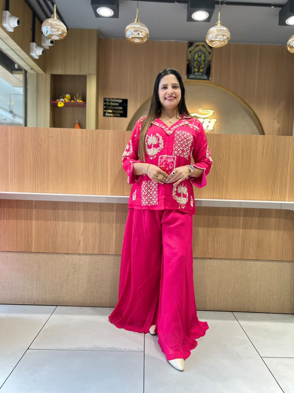 Pure Dola Silk Rani Pink 2pc Set