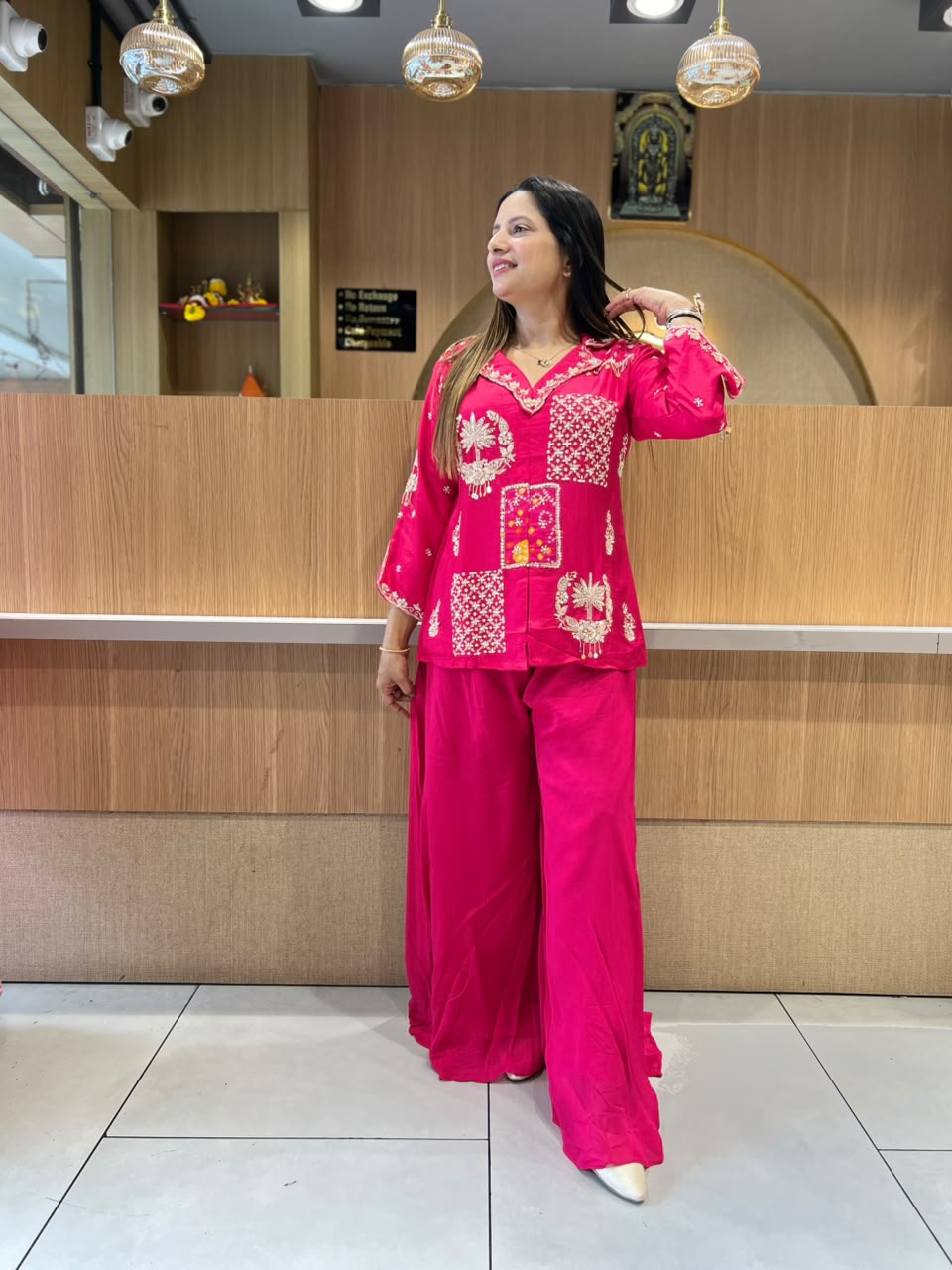 Pure Dola Silk Rani Pink 2pc Set
