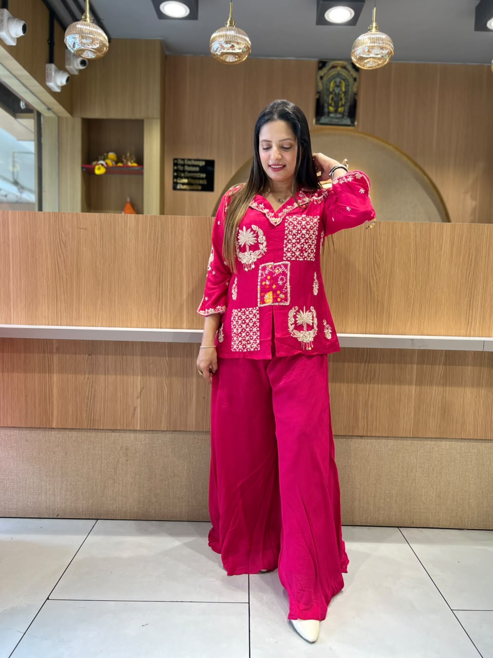Pure Dola Silk Rani Pink 2pc Set