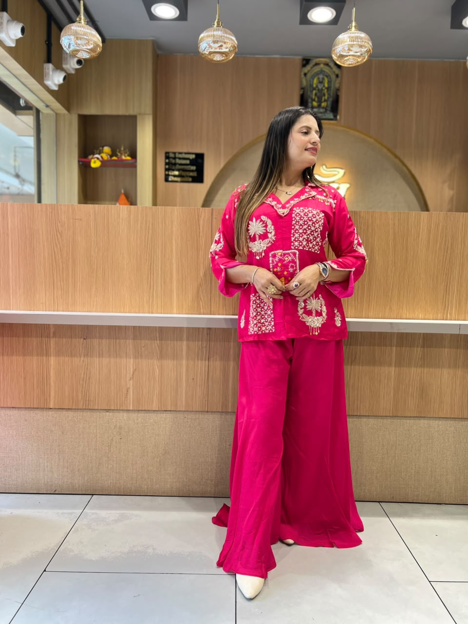 Pure Dola Silk Rani Pink 2pc Set