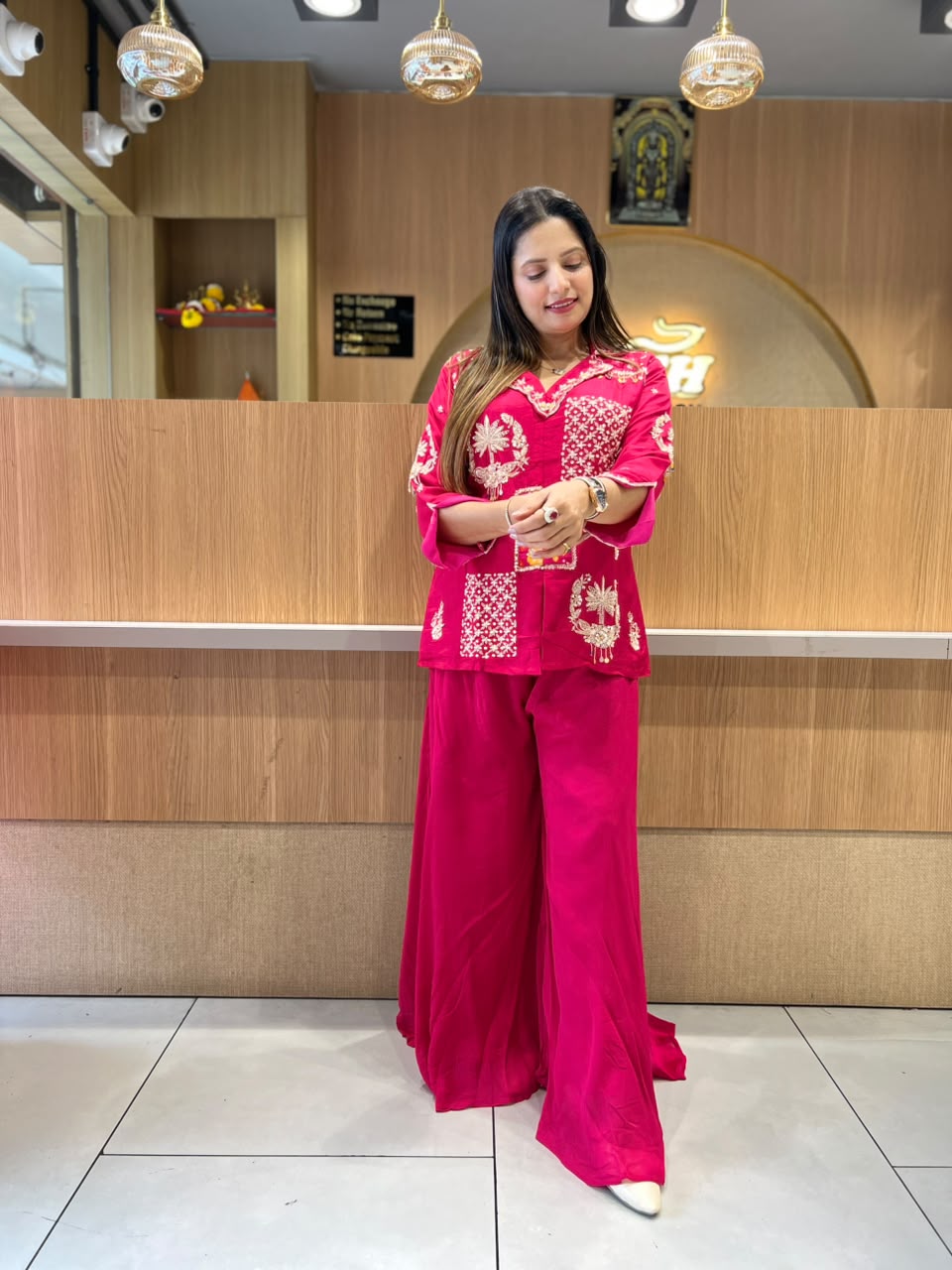 Pure Dola Silk Rani Pink 2pc Set