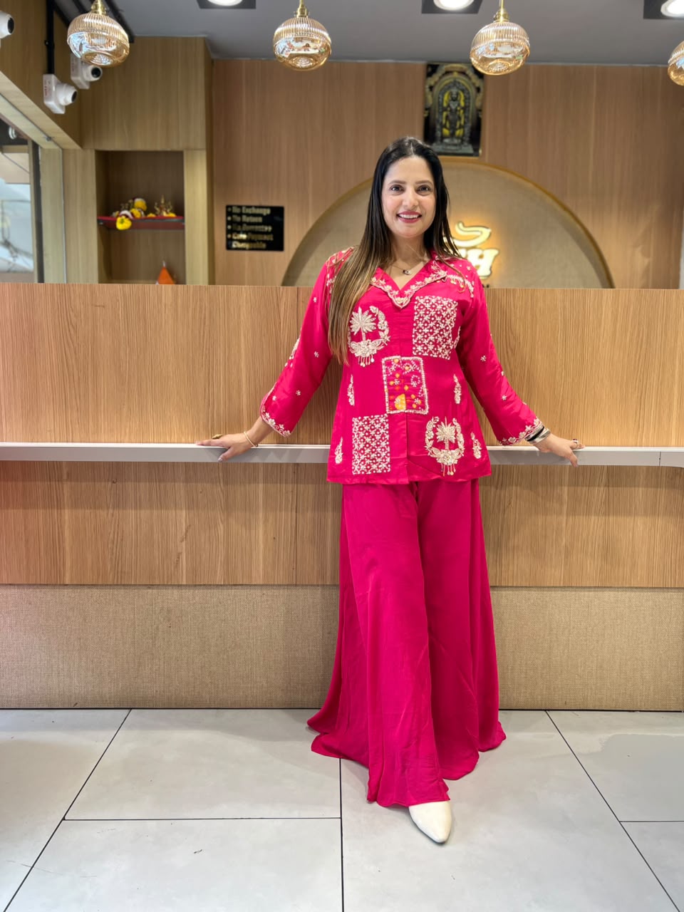 Pure Dola Silk Rani Pink 2pc Set