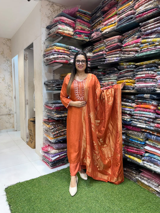 Pure Dola Silk Rust 3pc Set