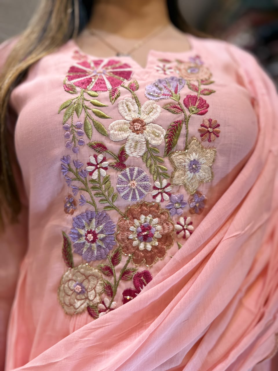 Pure Raw Silk Baby Pink Anarkali 3pc Set